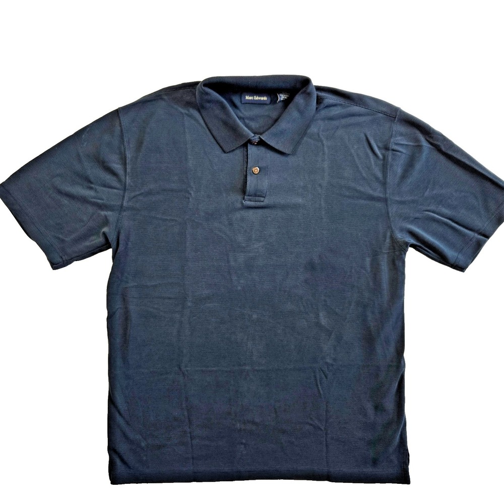Marc Edwards Mens Size Large Polo Shirt Black Soft Slightly Ribbed Fabric Casual